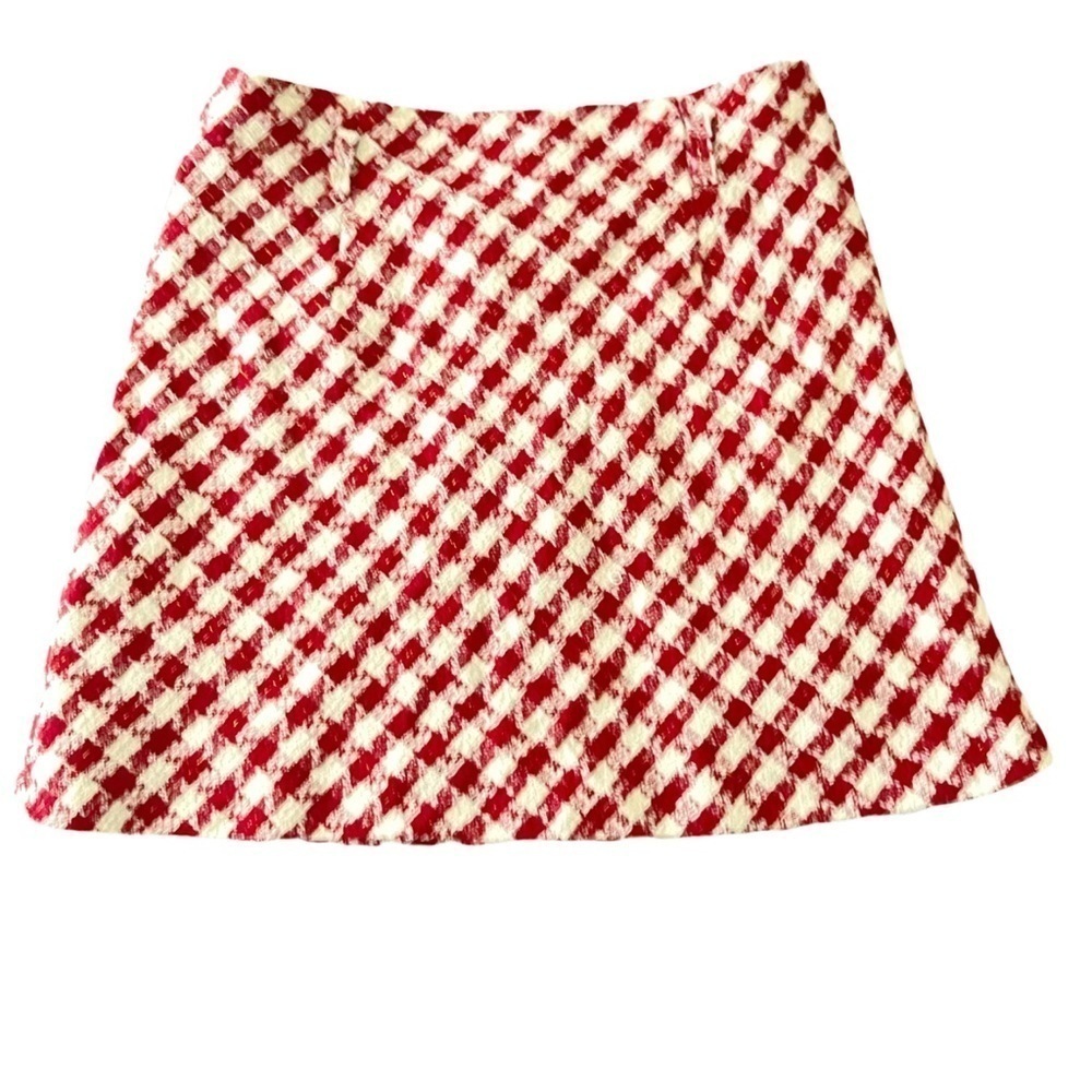 Women’s Knitted short skirt red/white diagonal Lined no belt included SZ Xs